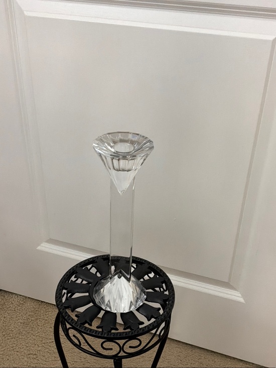 Other - Clear Crystal Single-Stem Candle Holder - Elegant Home Accent